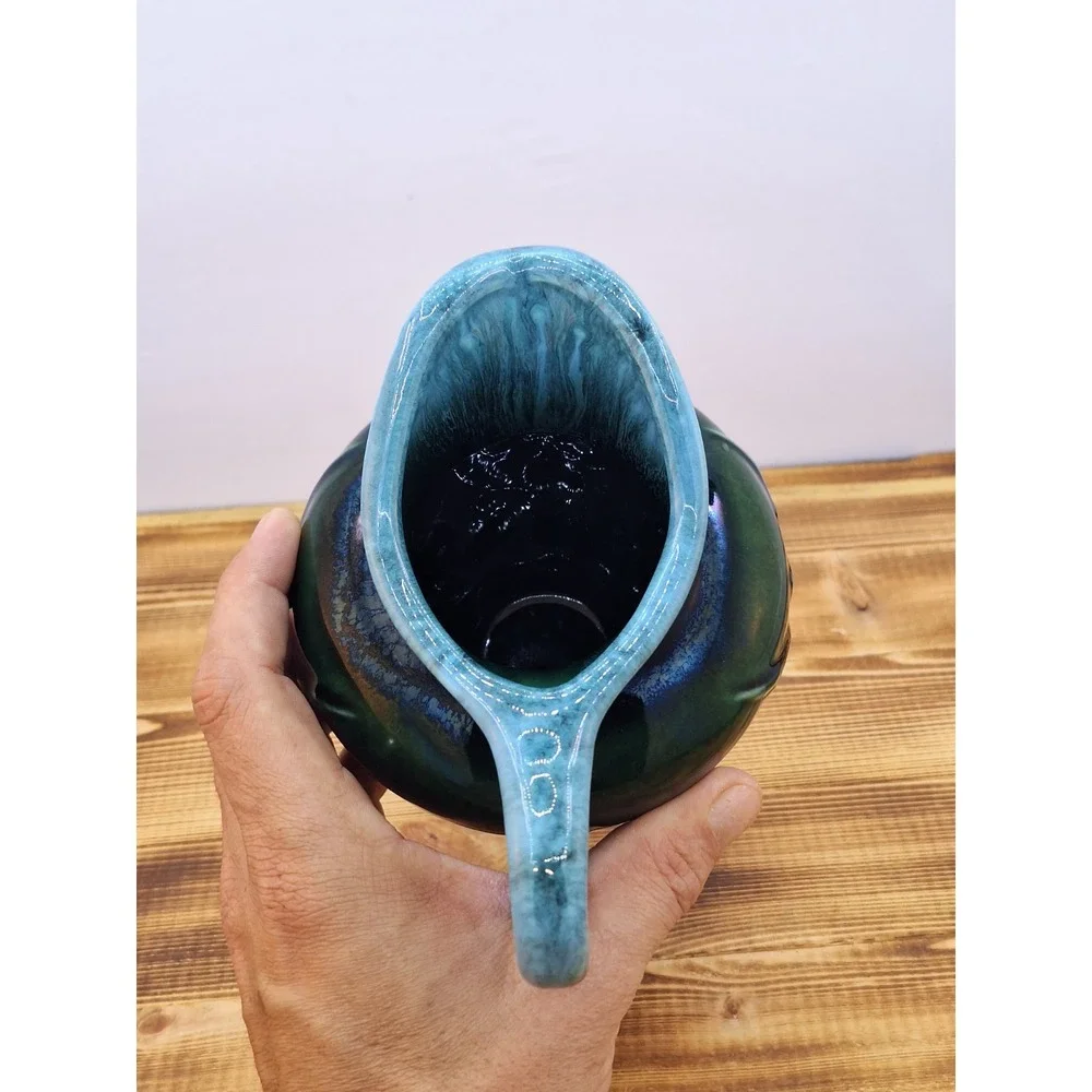 Hull Pottery USA Imperial Eagle Blue‎ Drip Glaze Pitcher F-91 1970s Bicentennial